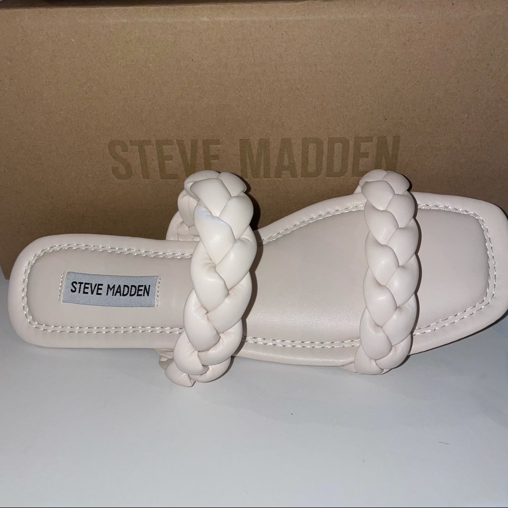 Steve Madden Danney Bone Colored Braided Slide Sandals